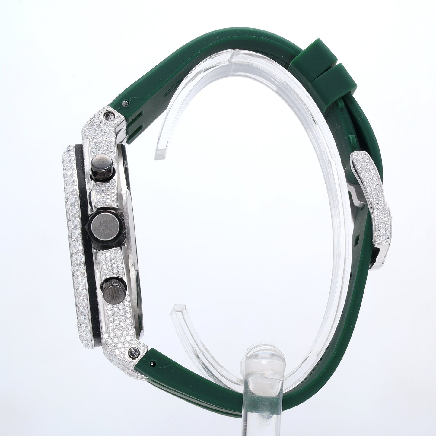 Luxury Men's Watch AP White With Belt Collet Green