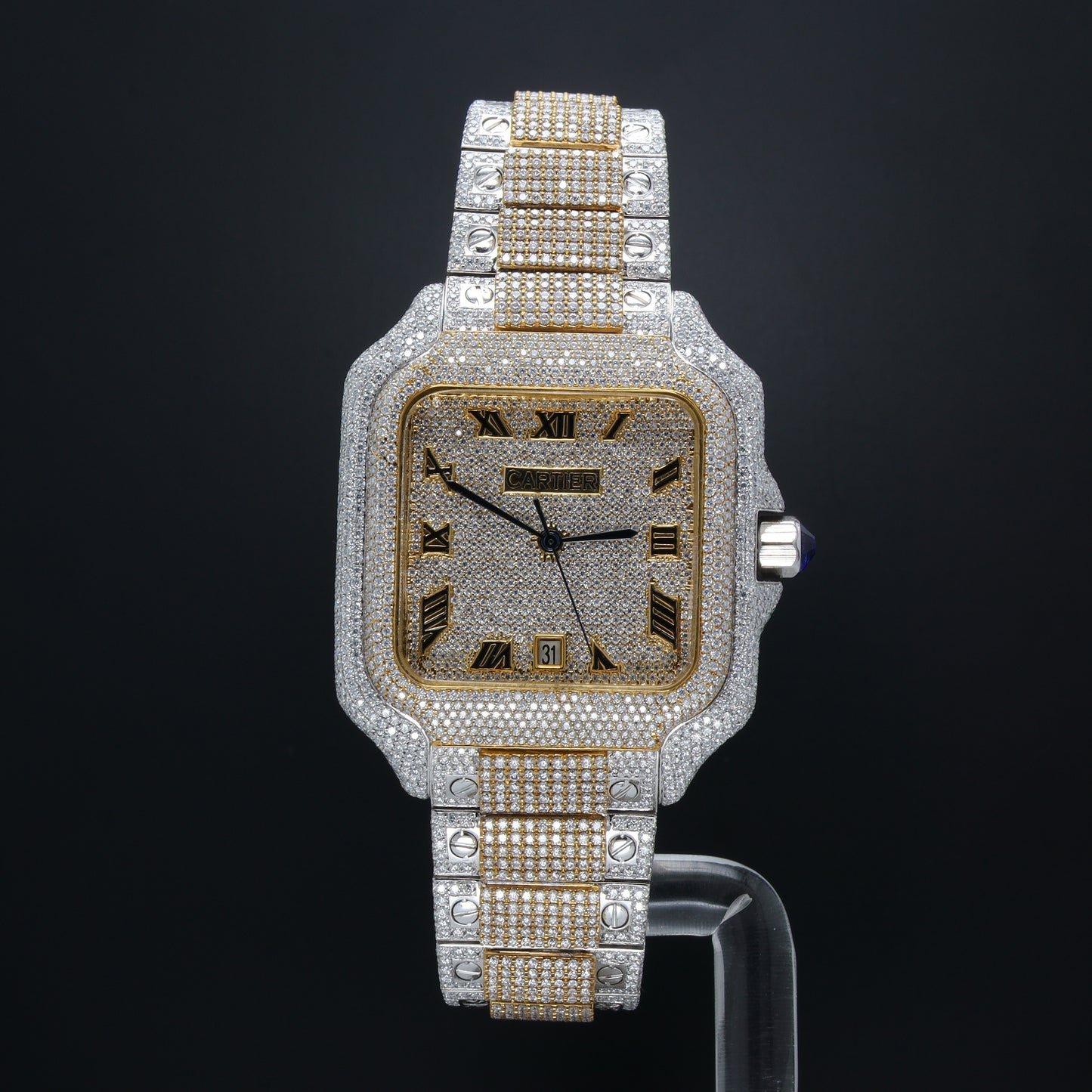 Luxury Diamond  Watch Cartier Gold white